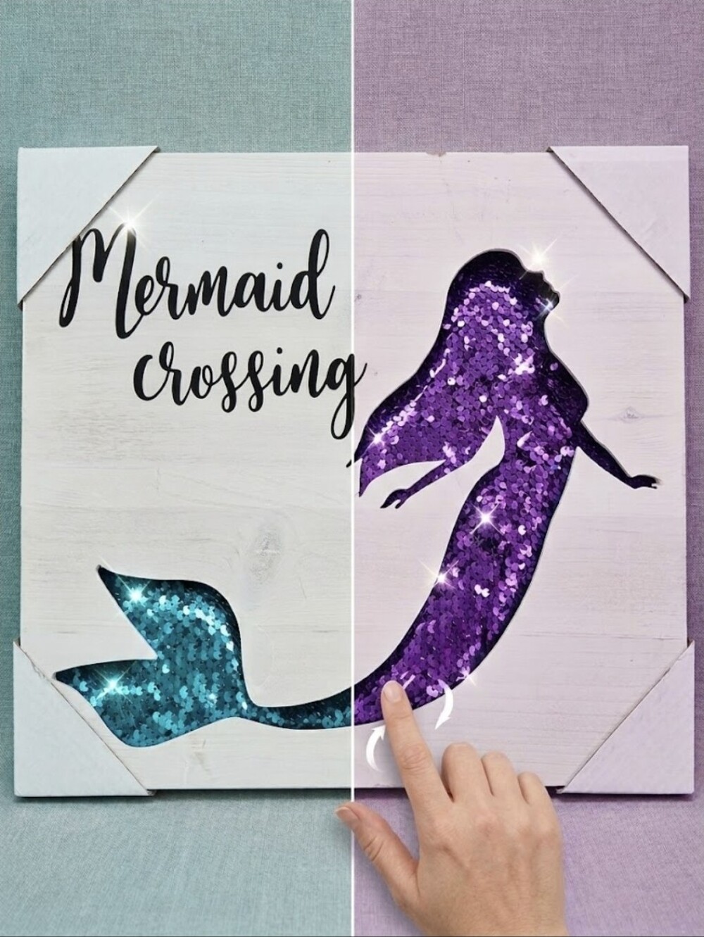 Hobby Lobby Wooden Reversible Sequin Mermaid Sign